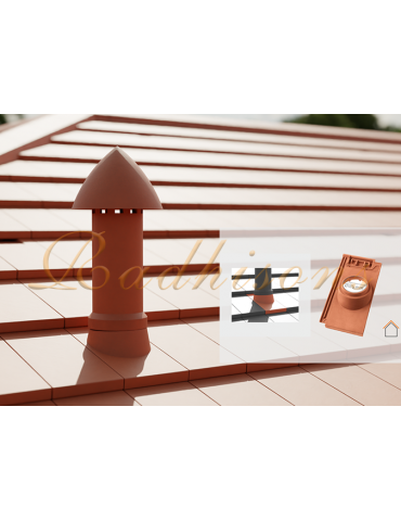 Tuile support cheminée Ø125mm argile PLASMA (48x25)cm ROUGE NATURELLE