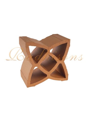 Claustra terre cuite (17x17)cm intérieur losange 05 trous rouge