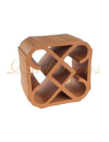 Claustra terre cuite (19x19)cm intérieur losange coeur 05 trous rouge