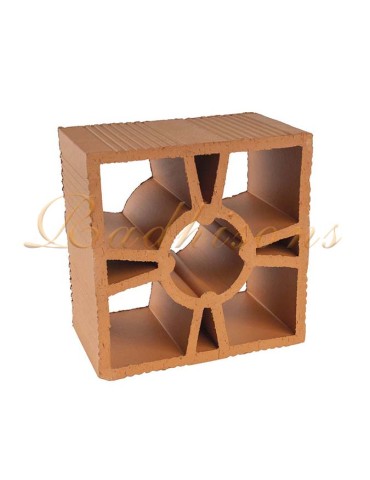 Claustra terre cuite (19x19)cm intérieur rond 09 trous rouge