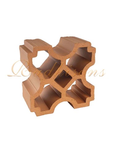 Claustra terre cuite (19x19)cm intérieur carré losange 05 trous rouge