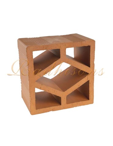 Claustra terre cuite (19x19)cm intérieur losange 05 trous rouge