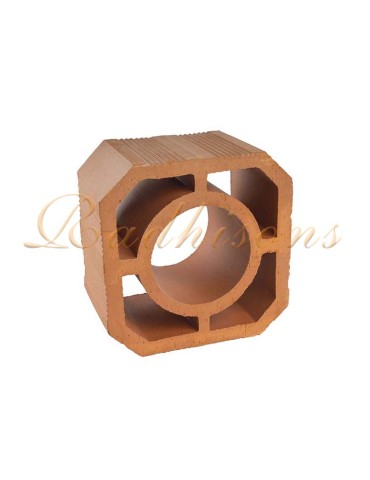 Claustra terre cuite (19x19)cm intérieur rond 05 trous rouge