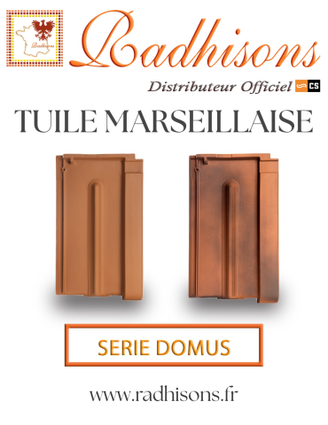 Tuile Marseillaise argile naturelle DOMUS 45x25cm (1°choix) ROUGE NATURELLE