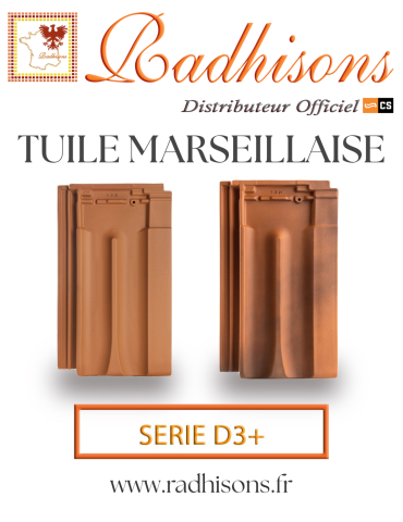 Tuile Marseillaise argile D3+(45x27)cm (1°choix) NATUREL RUSTIQUE