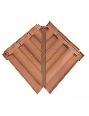 Coin d'égout rentrant finition arabe 65 (13 pièces) Marseillaise argile ROUGE NATURELLE