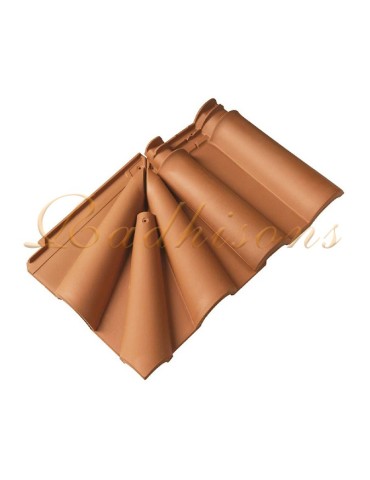 Coin d'égout 4 pièces argile TECNO (tuile double incluse) ROUGE NATURELLE