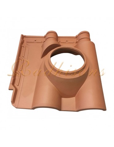 Tuile support cheminée Ø150mm argile F2/F3+ (46x46)cm ROUGE NATURELLE