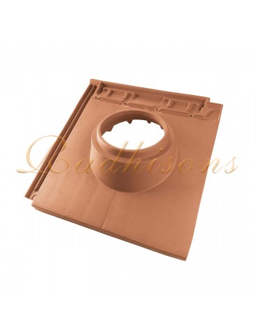 Tuile support cheminée Ø150mm argile PLASMA (48x48)cm ROUGE NATURELLE