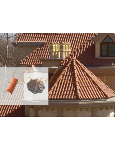 Faîtière argile milieu étroite ronde (43x20)cm Portugaise ROUGE NATURELLE