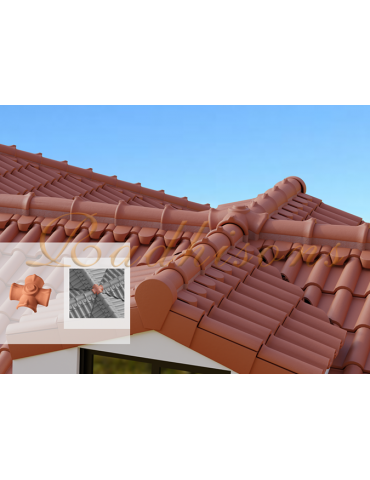 Rencontre 4 voies plate Portugaise argile ROUGE NATURELLE