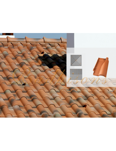 Tuile châtière grillagée argile TECNO (46x26)cm ROUGE NATURELLE