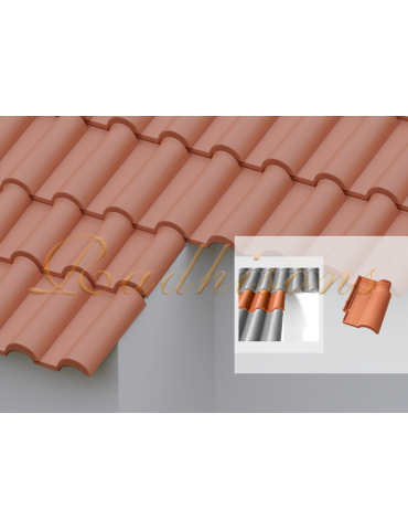 Tuile 3/4 pureau argile TECNO (36x26)cm ROUGE NATURELLE