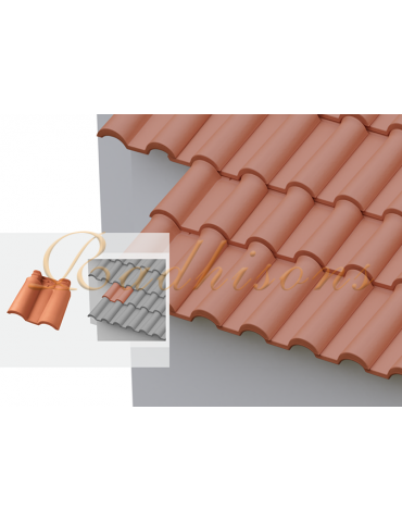 Double Tuile 3/4 pureau argile TECNO (36x35)cm ROUGE NATURELLE