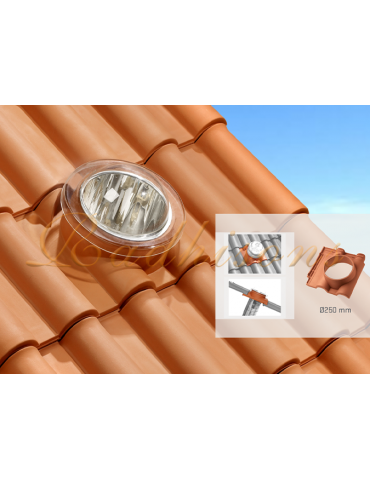 Tuile avec ouverture Ø 250mm argile TECNO (47x46)cm ROUGE NATURELLE