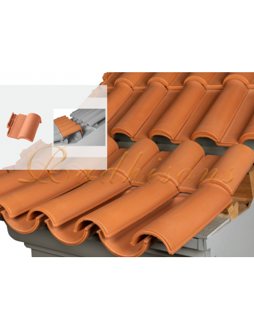 Tuile de chéneau encaissé argile TECNO (26x24)cm ROUGE NATURELLE