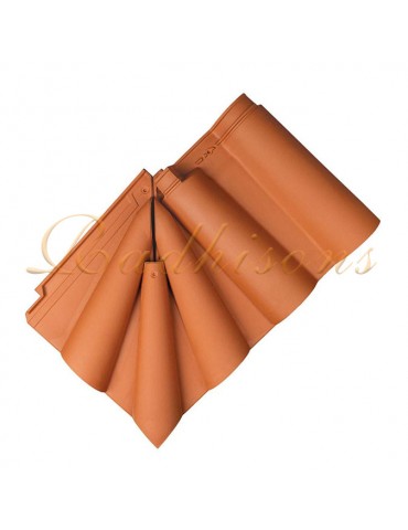 Coin d'égout 4 pièces argile GLOBAL (tuile double incluse) ROUGE NATURELLE