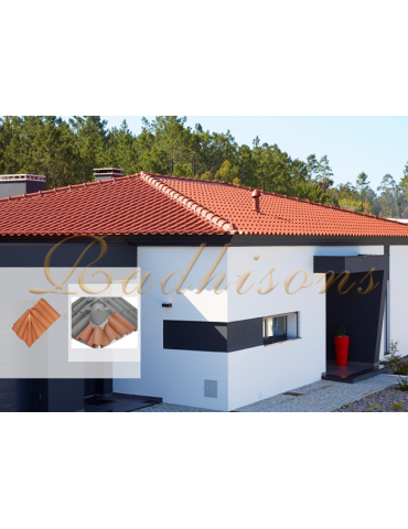 Coin d'égout 4 pièces argile GLOBAL (tuile double incluse) ROUGE NATURELLE