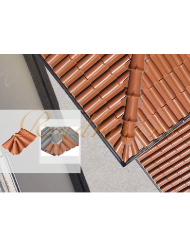 Coin d'égout 4 pièces argile TECNO (tuile double incluse) ROUGE NATURELLE