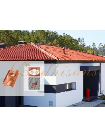 Tuile support cheminée Ø125mm argile GLOBAL(46x26)cm ROUGE NATURELLE