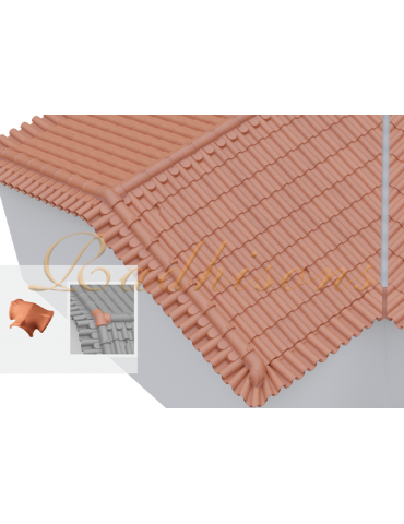 Rencontre de rive 3 voies mâle Portugaise argile ROUGE NATURELLE