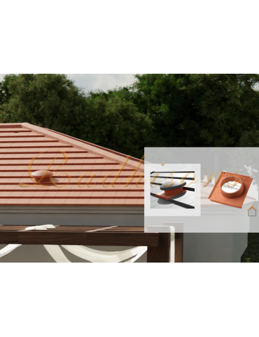 Tuile avec ouverture Ø 250mm argile PLASMA (48x46)cm ROUGE NATURELLE