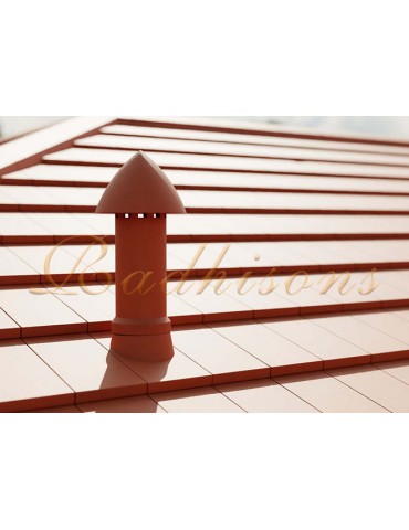 Tuile support cheminée Ø150mm argile PLASMA (48x48)cm ROUGE NATURELLE