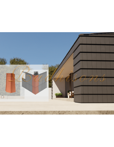 Coin extérieur de façade argile PLASMA ROUGE NATURELLE