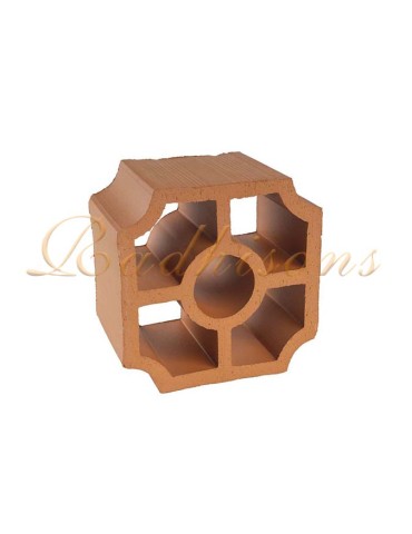 Claustra terre cuite (17x17)cm intérieur rond 05 trous rouge