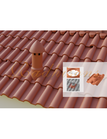 Tuile support cheminée Ø150mm argile TECNO (46x46)cm ROUGE NATURELLE