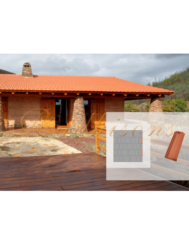 Demi Tuile droite argile DOMUS (43x16) cm ROUGE NATURELLE
